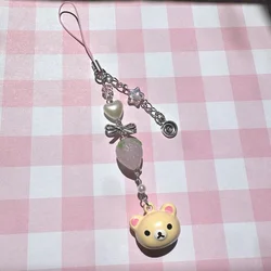 handmade Y2k Rilakkuma keychain Korilakkuma phone charm strawberry coquette charm phone strap kawaii keychain