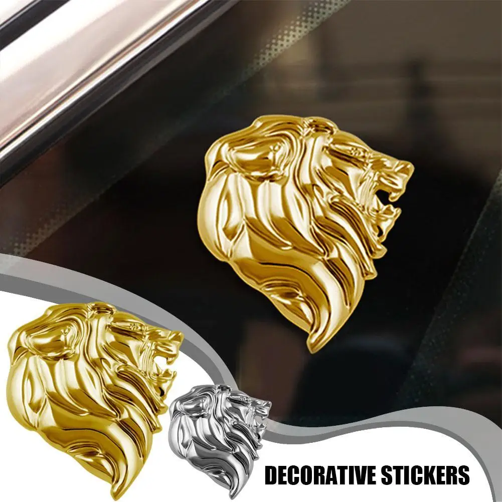 Metal Lion Head 3D Emblem Totem Badge Car-Styling Car Body Sticker Power Symbol Left Right Quality Black Gold Silver