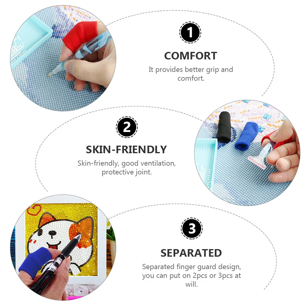 

10 шт., рукав для пальцев, алмазная картина, защита для пальцев, благоприятная для кожи, вентиляция для вышивки крестиком, ручки со стразами