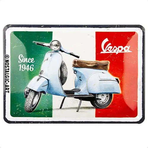 Nostalgic-Art Retro tin sign, 5.9; x 7.9;, Vespa – Since 1946 – Gift idea for scooter fans, made of metal, vintage design