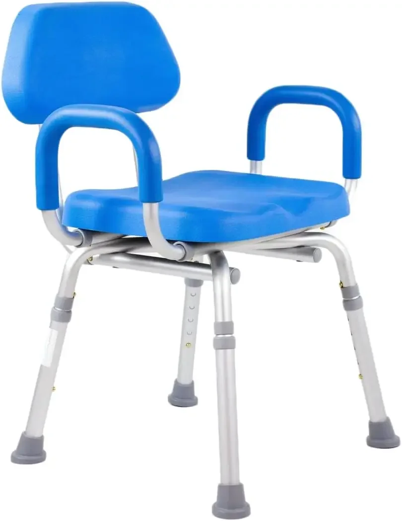 Health Comfortable Deluxe Padded Shower and Bath Chair with Armrests and Back, for Elderly and Seniors Safety, Adjustab