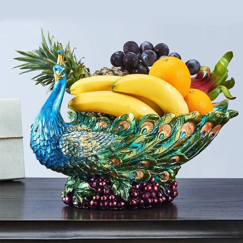 

Large Peacock Fruit Tray Creative European Style Home Decor Snack Bowl Desktop Ornament