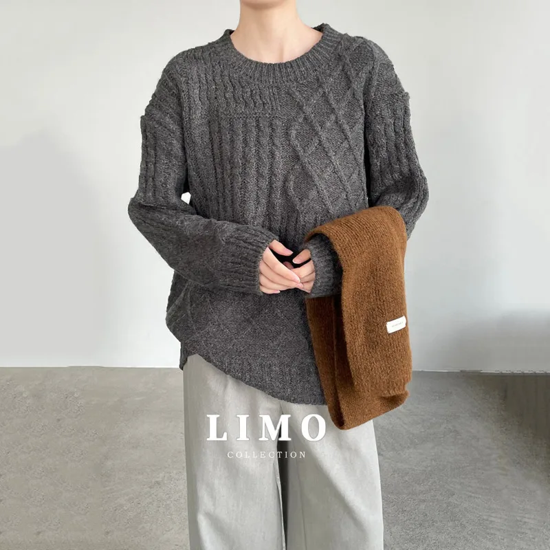 

LIMO Women's Crochet Knit Sweater Rabbit Hair Acrylic Fabric Elegant Cable Knit Pattern Casual Fall Winter Warm Pullover Tops