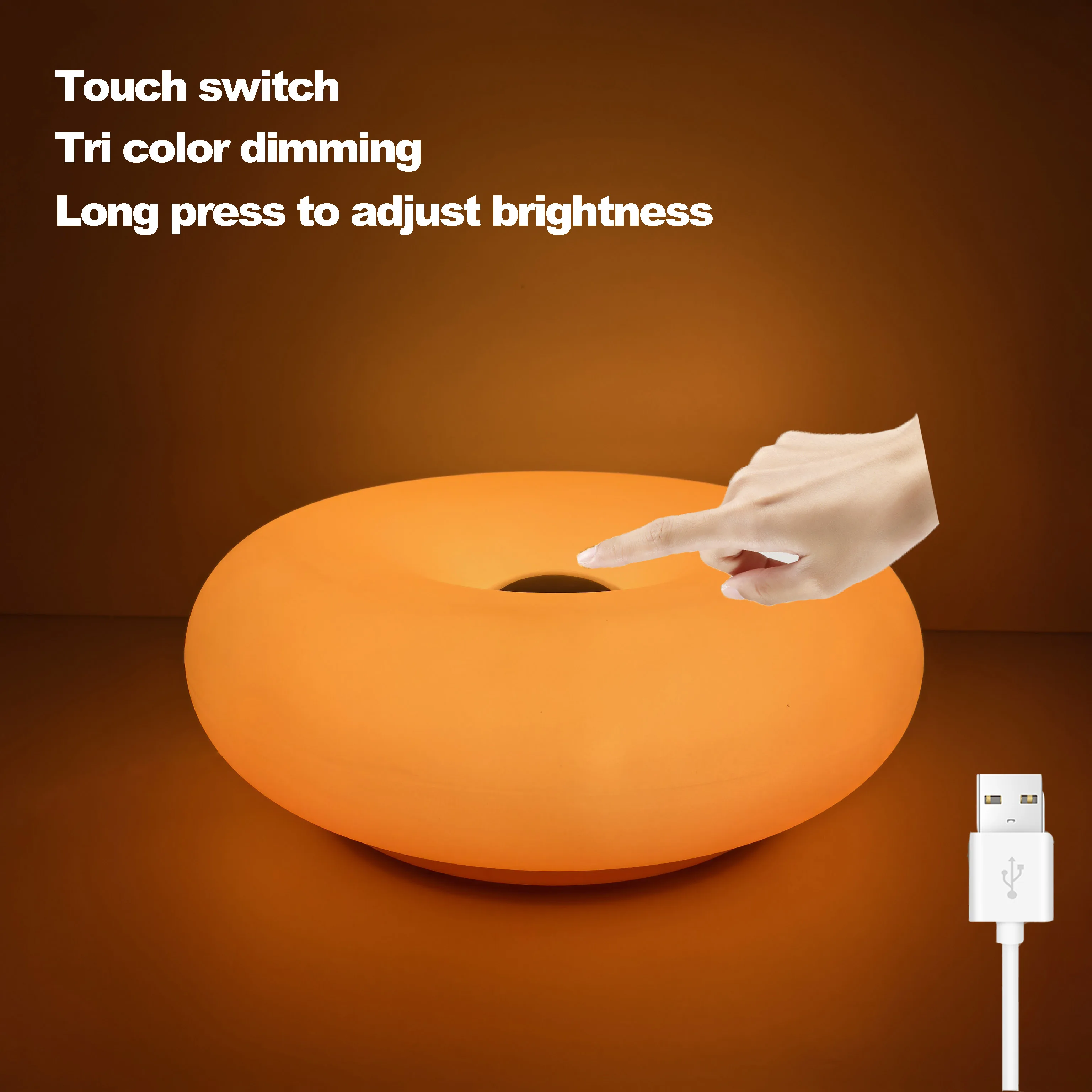 Bauhaus tafellamp USB-stekker slaapkamer bedlampje woonkamer eetkamer decoratie donut omgevingslicht (geen glas)