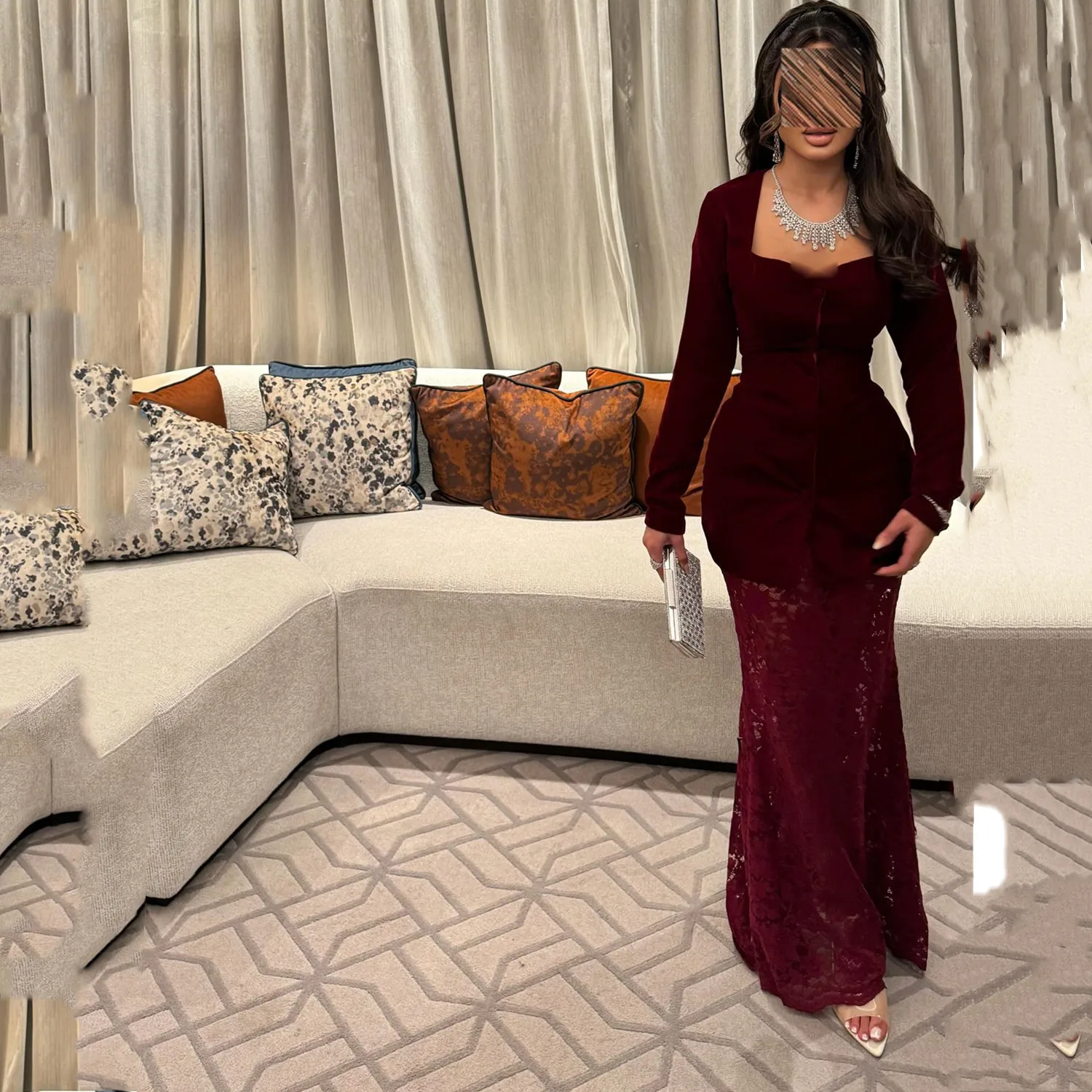 

Lorrtta Elegant Party Dresses 2025 Lace Prom Dress Velvet Women Evening Dress فساتين سهرة Wedding Dresses for Parties Customized