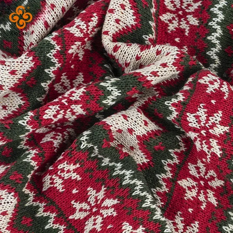 150x45cm Sweater Knit Fabric Snow Jacquard Polyester Fabric Christmas Tree Skirt Pillow Decoration Cloth Crafts Toy DIY Material