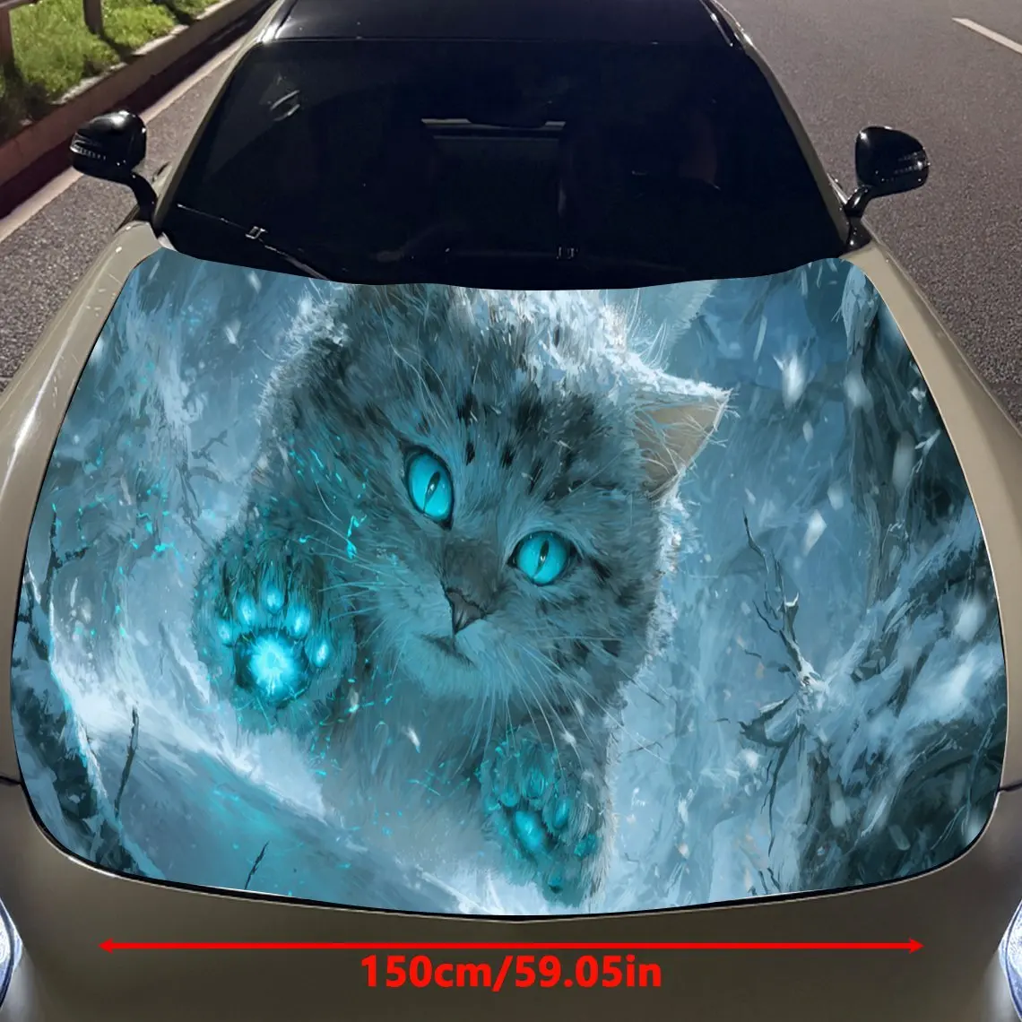 Cheetahs hunting in the snow Car Hood Vinyl Stickers Car Surface Protection Decal Car Decoration Cover Vinyl Wraps Waterproof Se