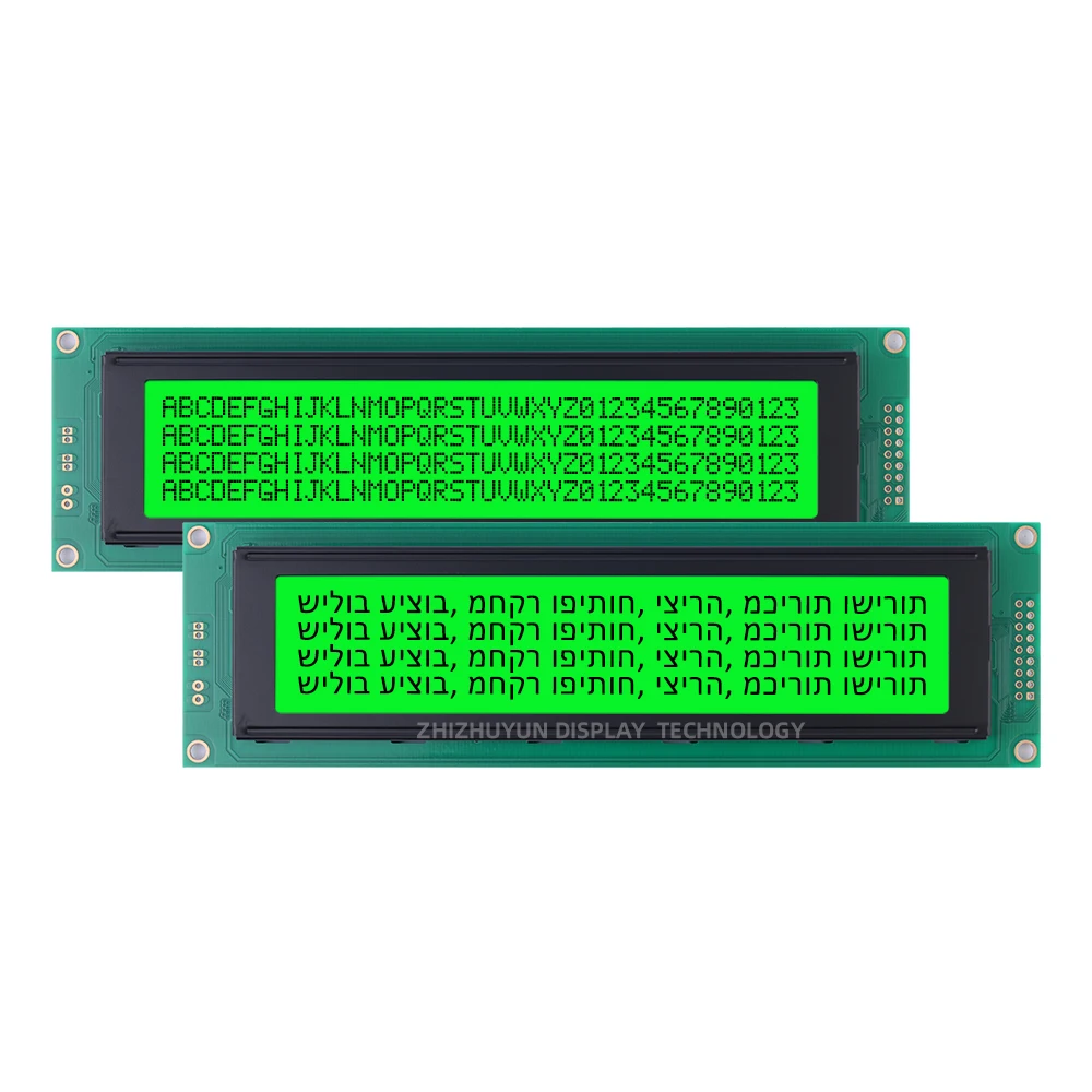 โมดูล LCD 4004A3ตัวละครฮิบรูพร้อมไฟแบคไลท์ LED สีเขียวเหลืองและตัวควบคุม ST7066U ในตัว