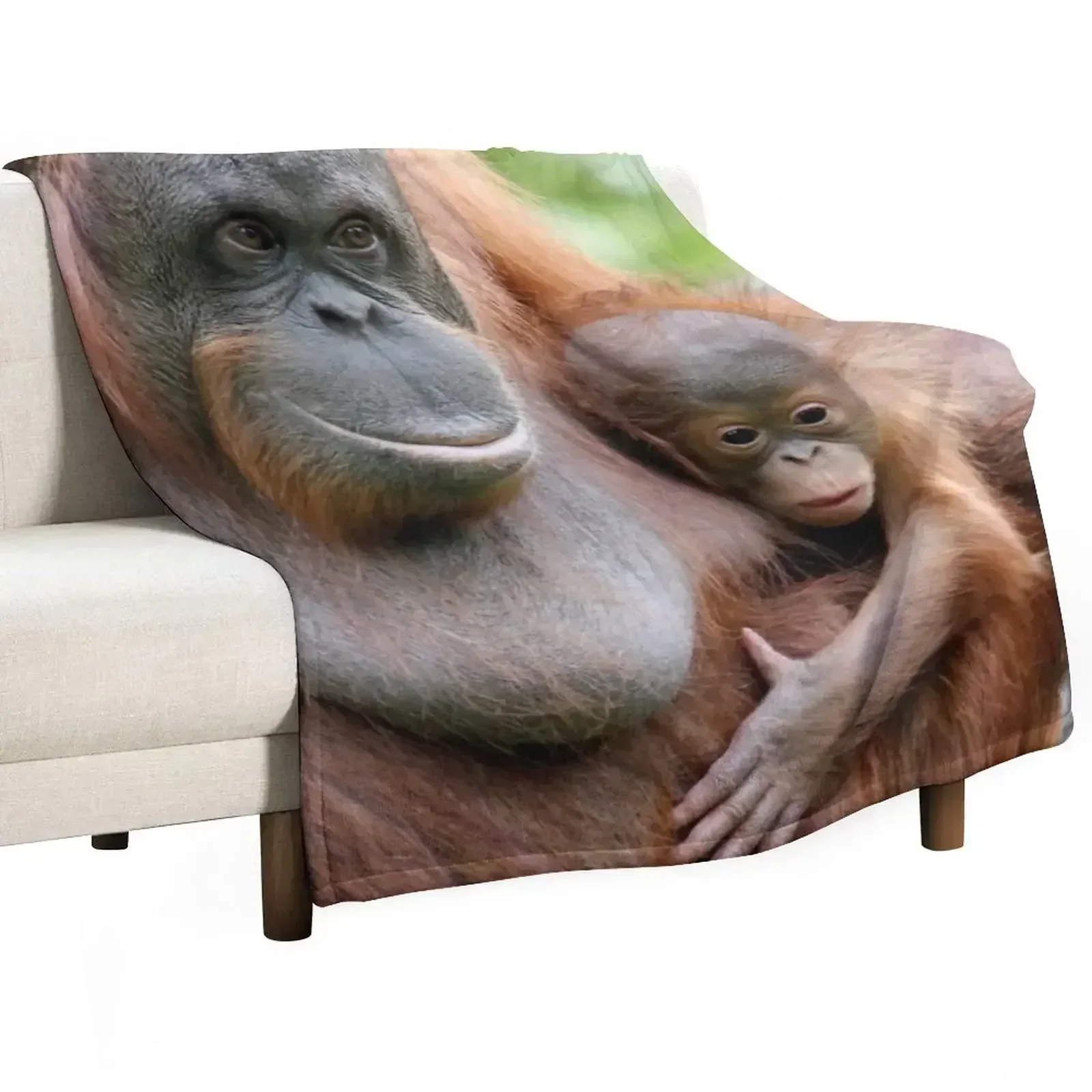 OrangUtan 003 Throw Blanket Luxury Shaggy For Sofa Thin Plaid on the sofa Blankets