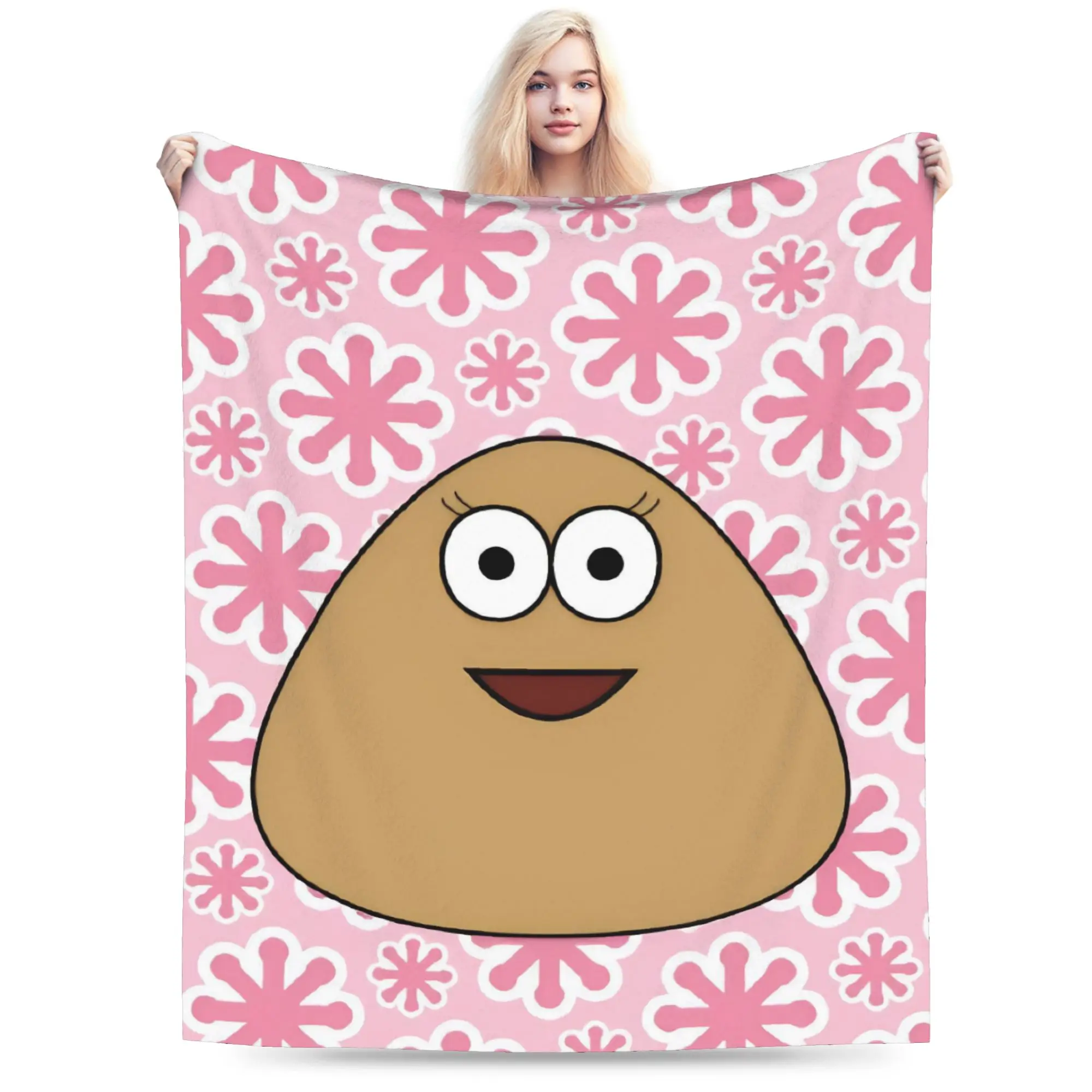 Super Soft My Pet Alien Pou Throw Blanket Premium Flannel Fleece Lightweight  Bed Blanket Warm Plush Bedspread All Season Use