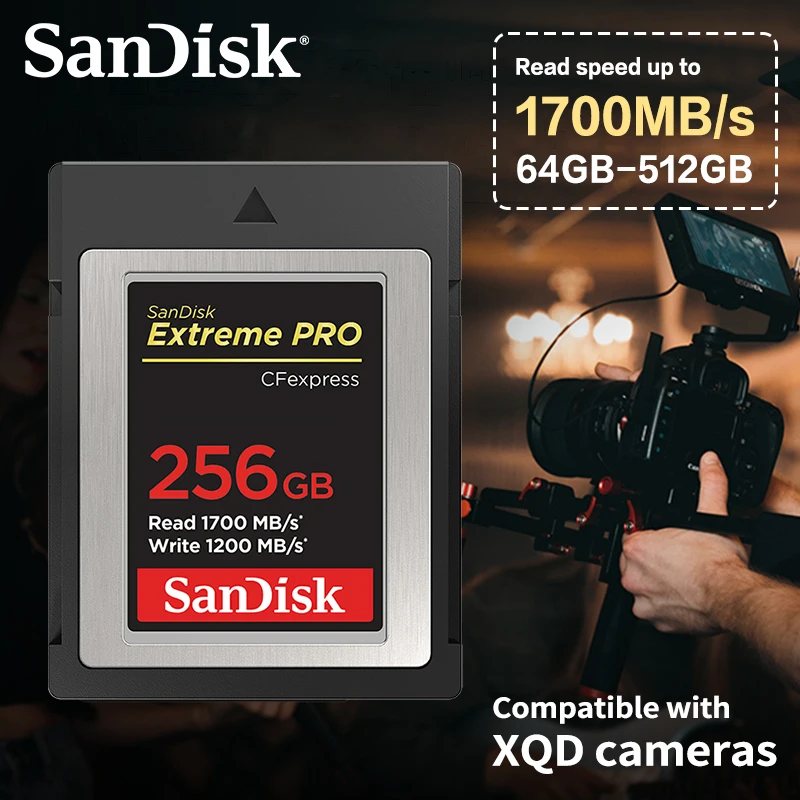 بطاقة 4K RAW Type B CFexpress لكاميرا Canon Nikon Max 1700Mb/s بطاقة ذاكرة SanDisk CF 64GB 128GB 256GB 512GB بطاقة فيديو CFE #2