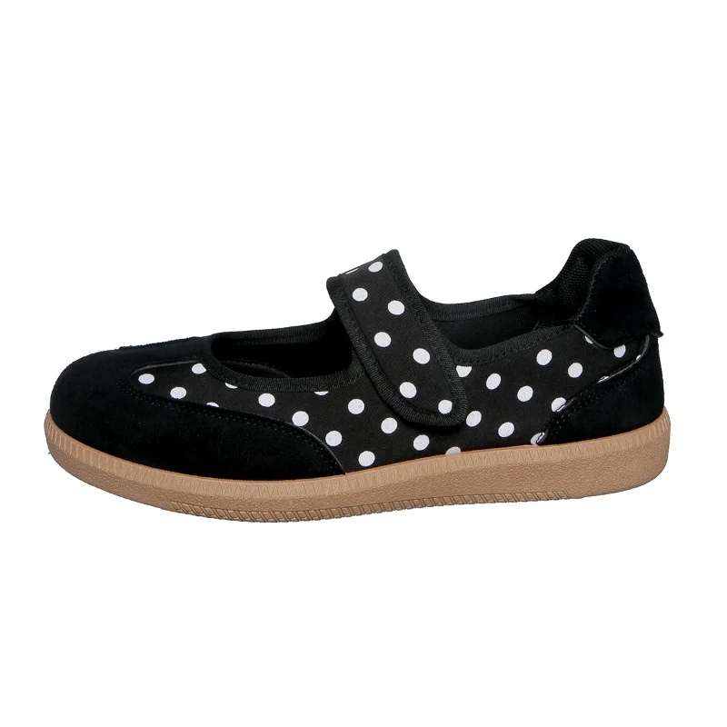 Zapatos de Mujer con Diseño de Puntos, Estilo Mary Jane, para Verano y Otoño 2026, Suela Suave, Cierre de Velcro, Casuales, Planos, Talla Grande, Estilo Slip-On