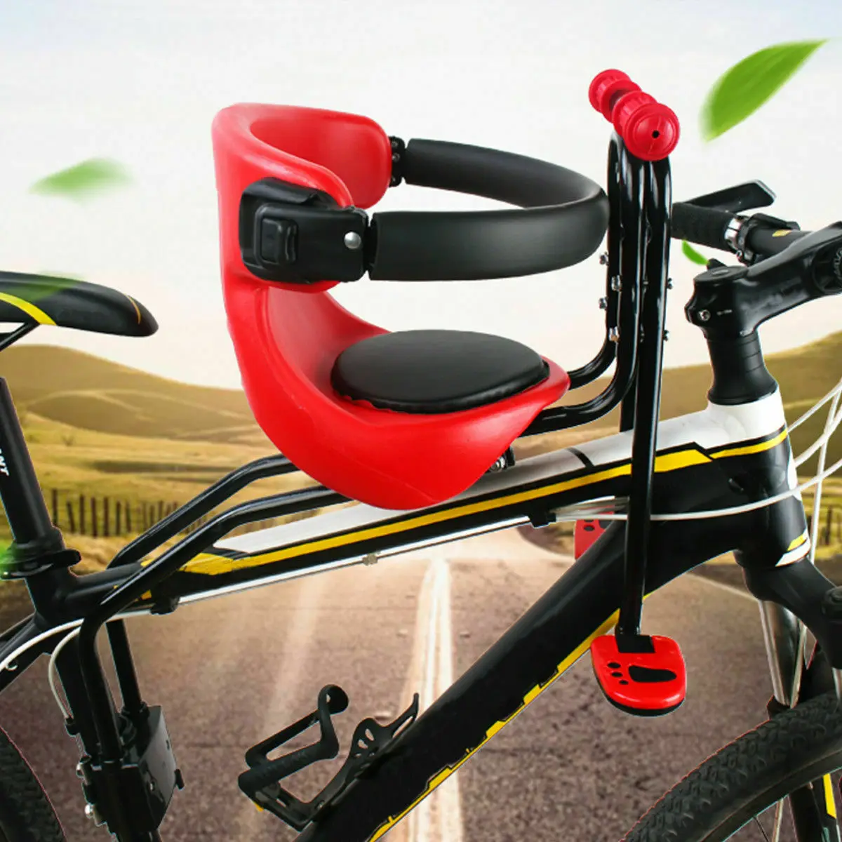 20Kg Child Bike Seat kids Bicycle Front Mount Safe Seat with Handrail Pedal Bike Seat Front Mounting Bicycle Saddle Kid Carrier