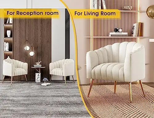 Oversized Pumpkin Velvet Barrel Chair, Modern Armchair for Living Room, Office, Beige