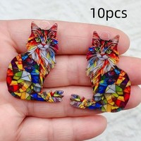10pcs  Acrylic Cat Charms Pendant Designer Charms Fit Earring Keychain Jewelry Making DIY Jewelry Findings