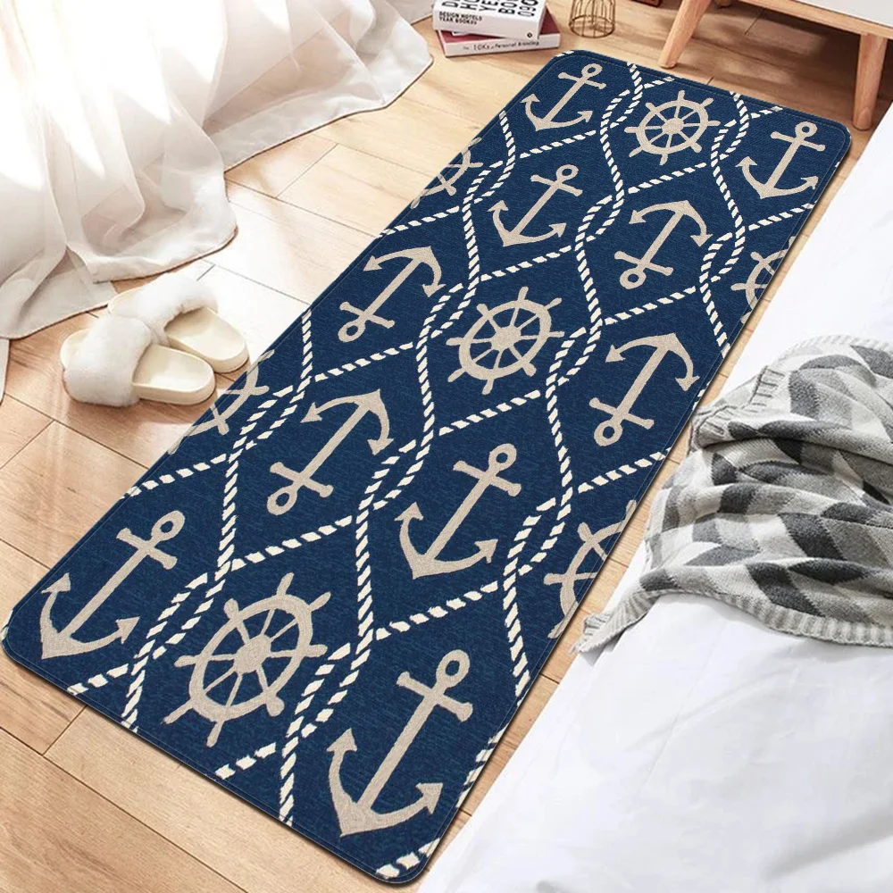 Nautical Anchor Floor Mat Bathroom Mat Kids Room Bedroom Decoration Balcony Anti-Slip Doormat Living Room Welcome Rug