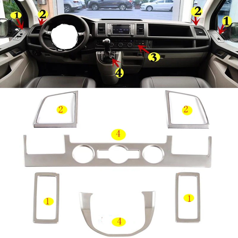 

Car Interior Stainless Steel Decorative Cover Trim Sticker Car styling For VW Volkswagen Transporter T6 Caravelle 3 Door 2017 18