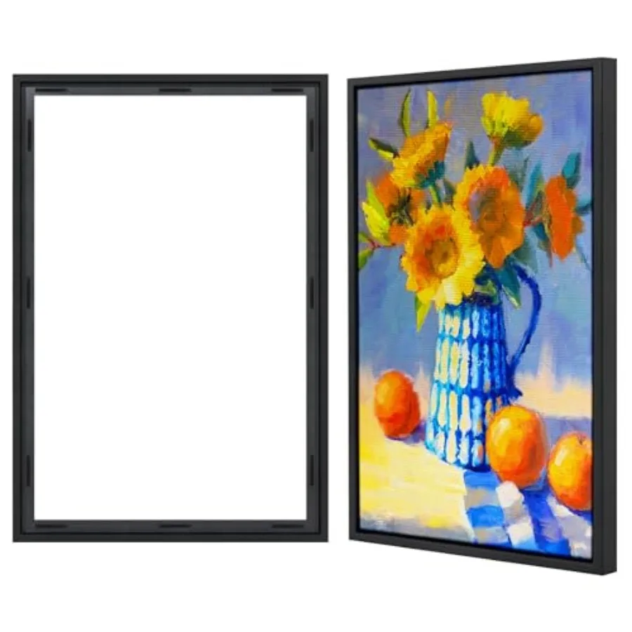 

Плавающая рамка для картин из холста с клейкими полосками в комплекте - Вертикальная и горизонтальная плавающая рамка для произведений искусства - Рамки для картин для настенного крепления