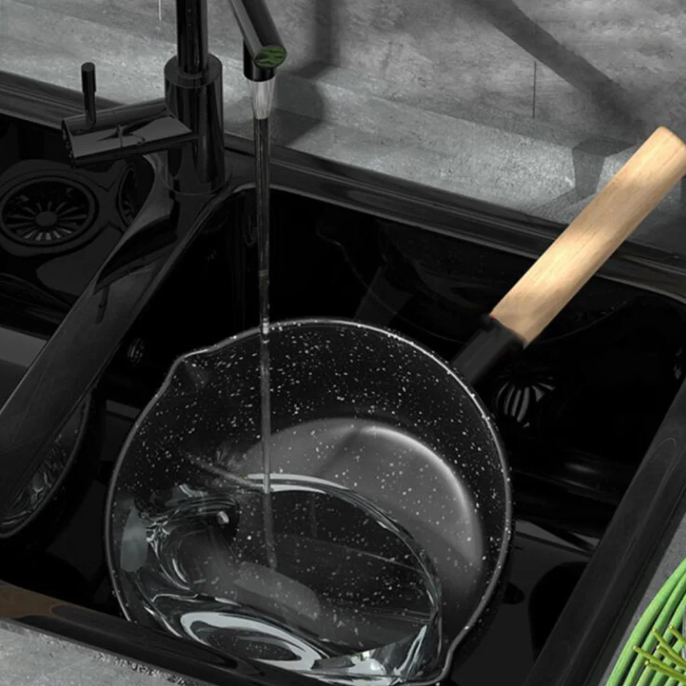 

1pc Medical Stone Non-Stick Soup Pan Thickened Stew Pot Leak-Proof Cooking Casserole Black Wall-Hanging Design For Milk Saucepan