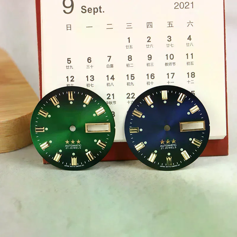 Watch Dial DIY Parts 3 Stars Dual Calendar Literal Men's Watch Accessories For 46941/46943 Movement Vintage