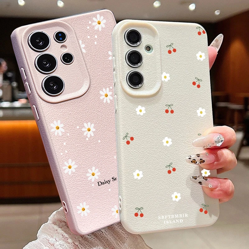 INS Smile Daisy Cherry Lichee Pattern Case dla Realme 14 13 12 11 9 Pro Plus 10 8 5G 8i C53 C51 C63 C55 C35 C30S C21Y C25Y Cover
