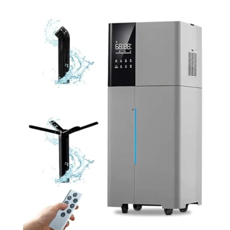 Large Room Humidifier For Home Use, 26L Capacity, Grey Plastic, 3000 Sq.Ft Coverage, 1800Ml/H Cool Mist, Top Fill Design With 3