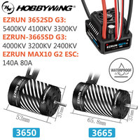 Hobbywing MAX10 G2 Waterproof RC Brushless ESC 80A 140A 3652/3665 G3 Motor 2-3S for 1/10 RC Off-Road On-Road Buggy Monster Cars