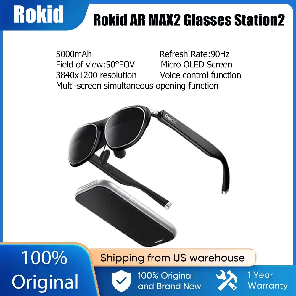 Rokid Max2 AR Glasses 3D Smart AR Glasses 8GB+128GB HD 90Hz Refresh Rate Supports AI Voice Operation Charge while using function
