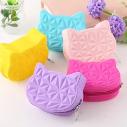 2020 New Brand Cute Cat Women Silicone Short Wallet Girls Mini Coin Purse Key Wallet for Female Daily Clutch Purse Headset Bags