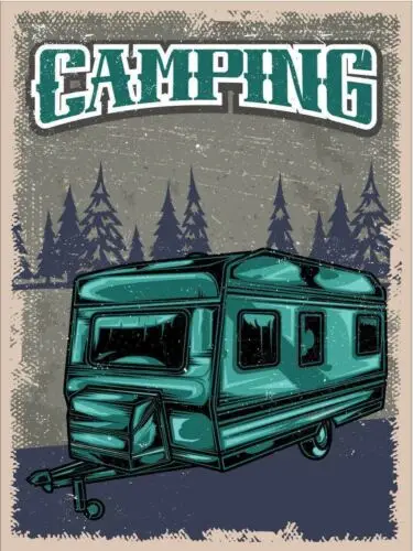 Metal plaque vintage retro style Caravan Camping Classic tin door sign, Man Cave tin sign