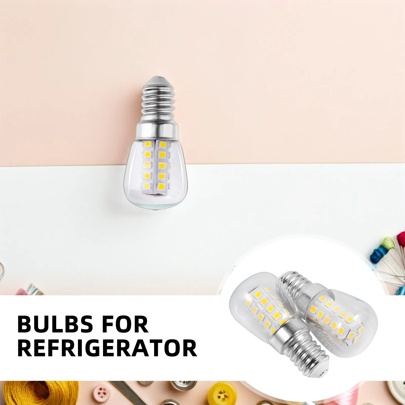 4Pcs LED Fridge Light Bulb E14 Screw Base 3W Warm White 3000K Refrigerator Sewing Machine Appliance Bulb Replacement