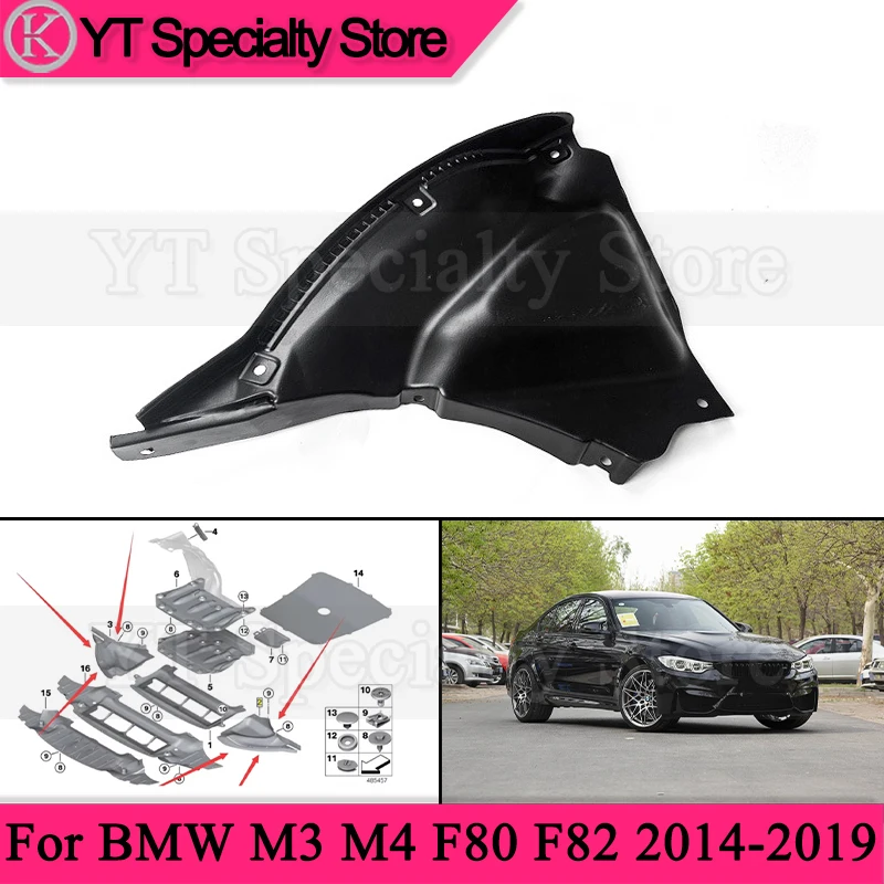 Car Front Wheel Mudguard Triangular Board For BMW M3 M4 F80 F82 2014-2019 Chassis Mudguard Lower Protective Plate 51718054281