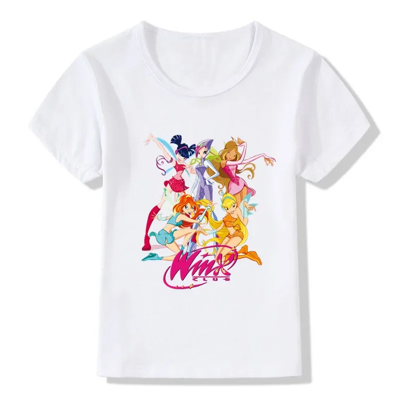 The Winx Butterfly Fairy Graphic Cartoon Girls T-shirt Cute Children's Clothes Summer Short Sleeve Kids T shirt Baby Boys Tops