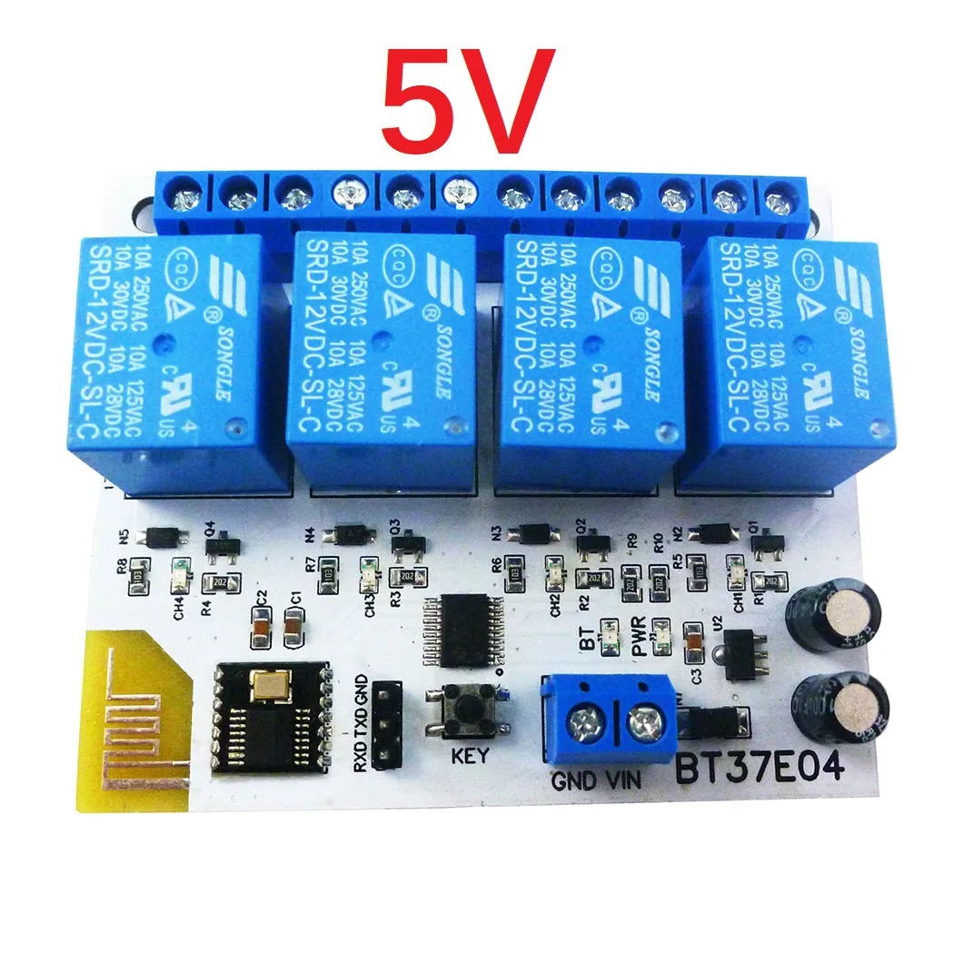 

4 Channels 5.0 Relay Module DC 5V 12V 2.4G RF Remote Control IOT Module Command Switch for IOS Android Bluetooth-compatible