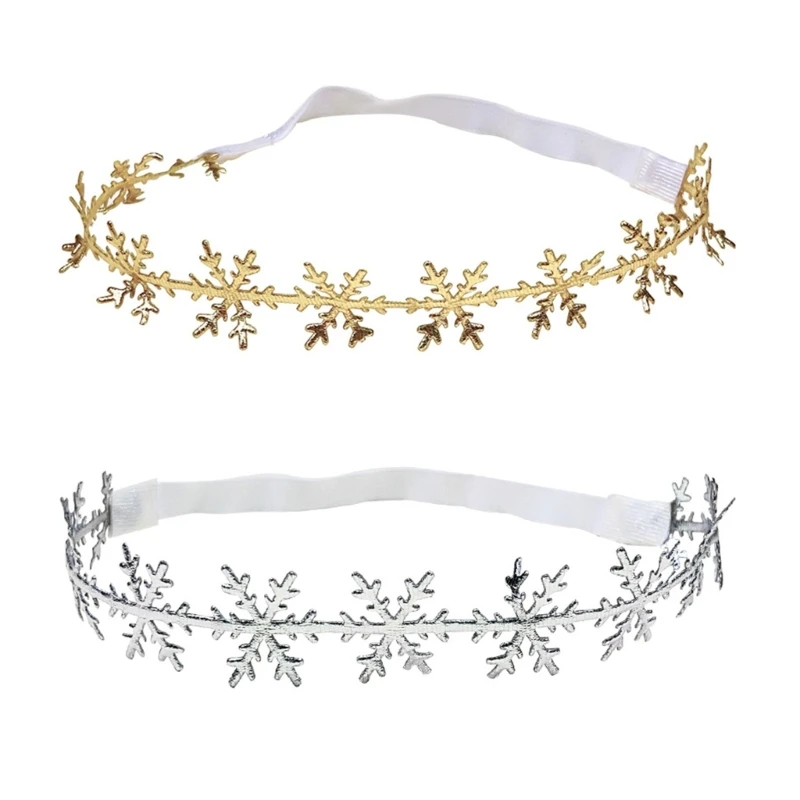 N80C Lovely Christmas Snowflakes Hairbands Stylish Elastic Headdress for Toddlers
