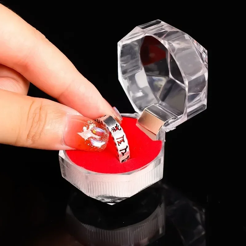 15PCS Acrylic Crystal Ring Earring Storage Display Boxes Storage Organizer Case Clear Wedding Package Box for Jewelry Packaging