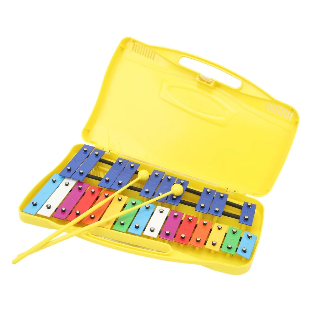 Professional 25 Notes Musical Xylophone ABS+Metal Yellow Aluminum Keys Xylophone Metal Keys Xylophone For Music Lover