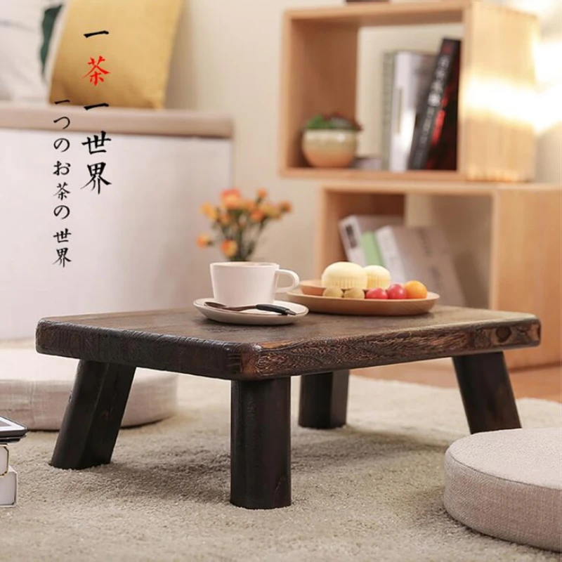 Small Japanese Tea Table Traditional Rectangle Paulownia Wood Asian Antique Furniture Living Room Low Floor Table For Dining