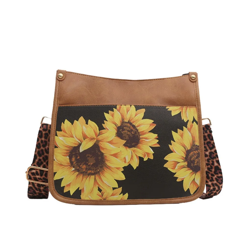 Leopard PU Leather Shoulder Bags Women Fashion Vintage Guitar Strap Messenger Bag Female Casual Versatile Crossbody Bag