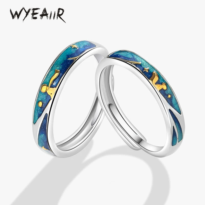 WYEAIIR Sweet Romantic Couple Gift Prince Fox 925 Sterling Silver Resizable Opening Ring For Women Luxury Jewelry