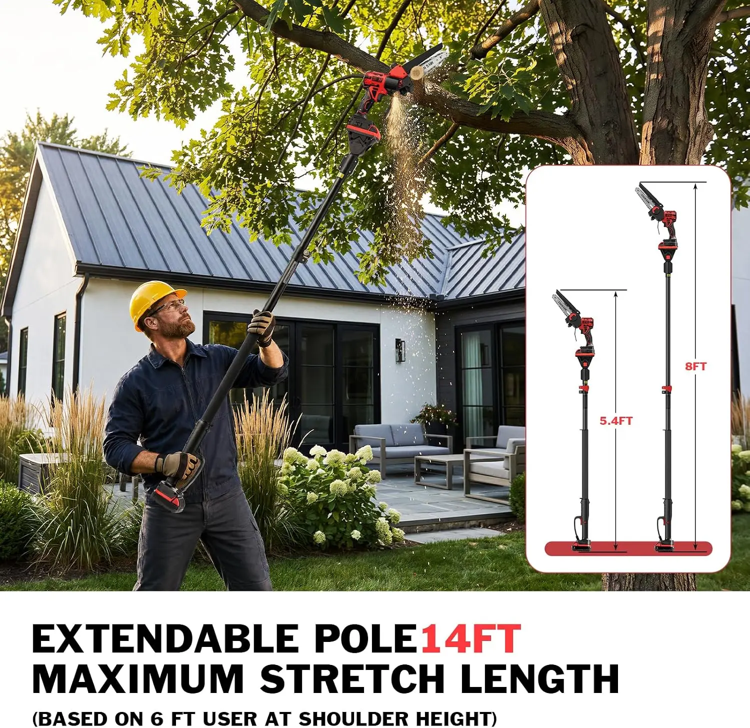 Cordless 2-in-1 Pole Saw, Compatible with 18V Batteries, Battery Not Included