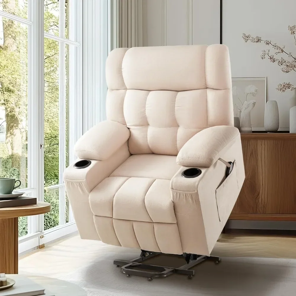 Large Power Lift Recliner Chairs for Adult Reclining Chair for Elderly, Electric Recliners Sofa with Cupholder Living Room Chair