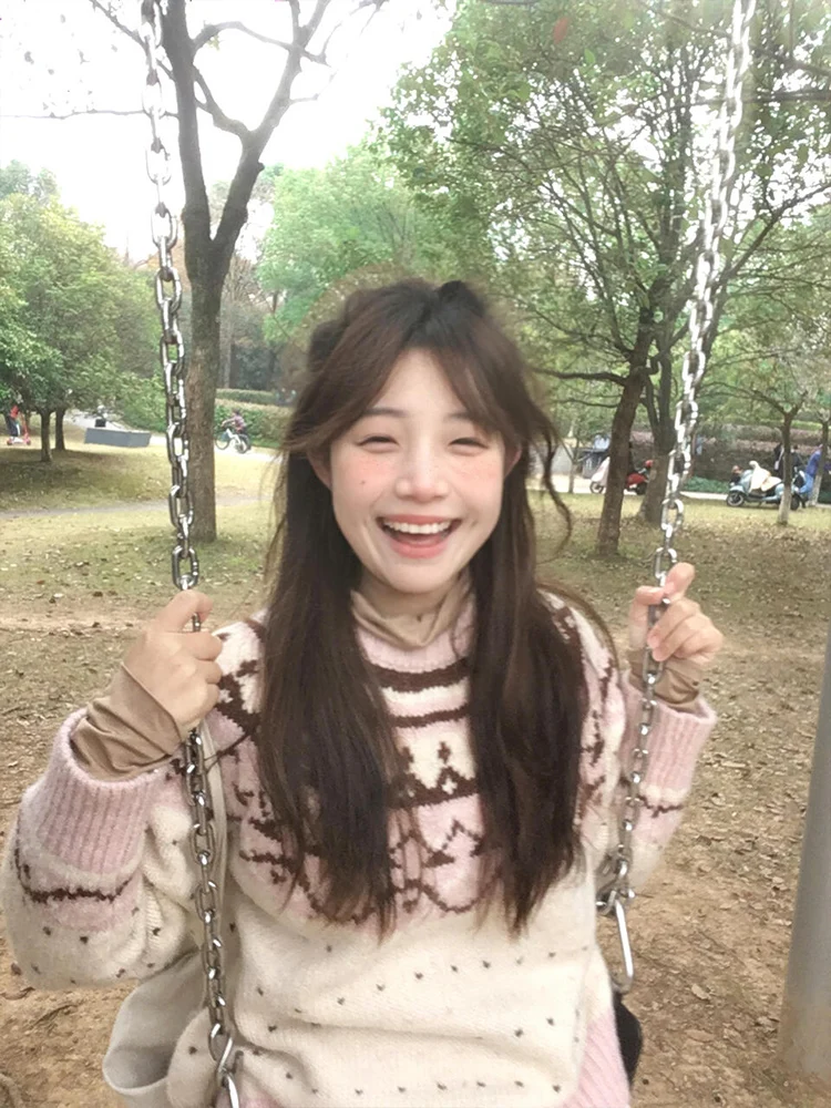 

Женский свитер Cisas, свободный крой, круглый цвет, блузка, вязаный топ, милый рукав, осень-зима, Новое поступление, модные женские...