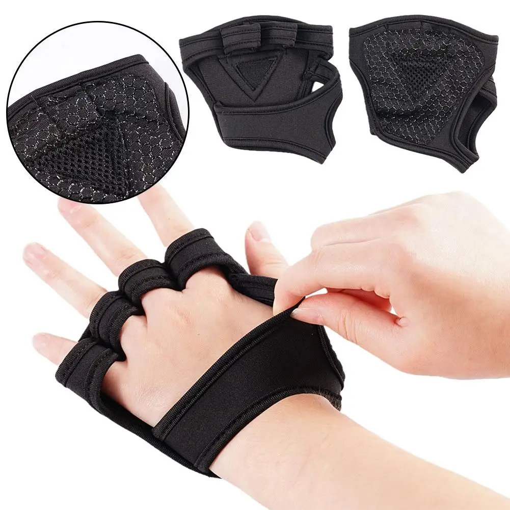 1 Pairs Weightlifting Training Gloves For Men Women Fitness Sports Body Building Gymnastics Gym Hand Wrist Palm Protector G V8E0