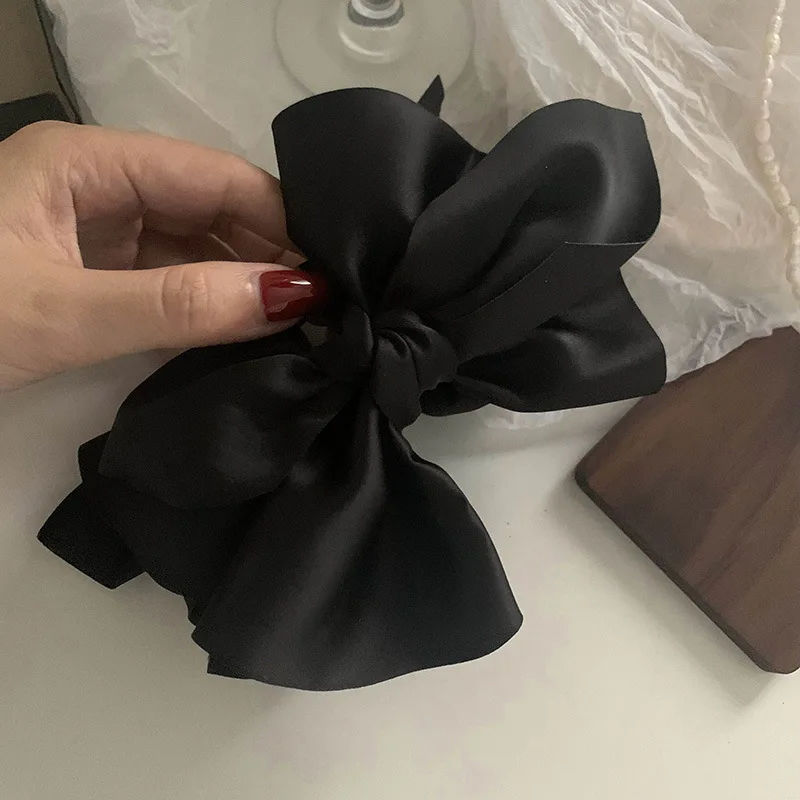 Coréia doce tecido sólido grande arco cabelo garra clipes para as mulheres preto bowknot grampo de cabelo hairpin acessórios tubarão clipe