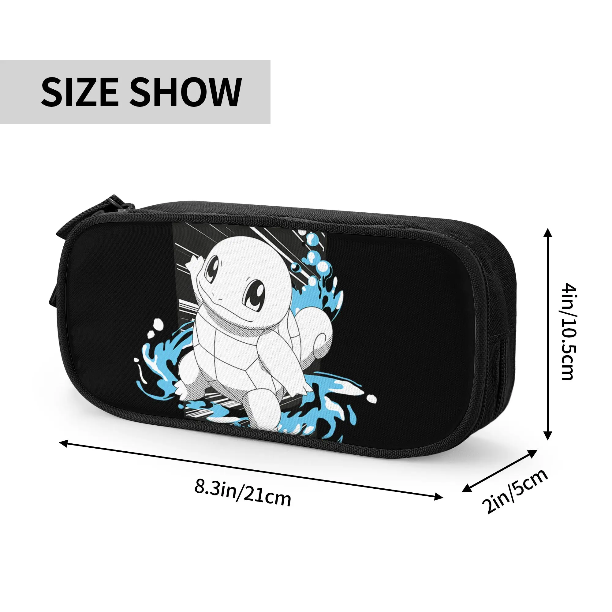 Large Capacity Bags for Child Cartoon Pokemon Squirtle Splashing Water Manga Panel  School Pencil Bag for Boys Gilrs Kids