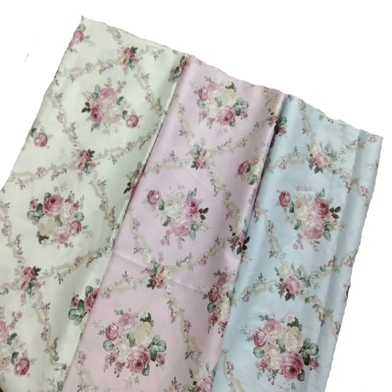 ViaPhil 100% cotone Pretty 3 colori Flower Series Pattern tessuto di cotone stampato Patchwork Cloth Dress Home Decor