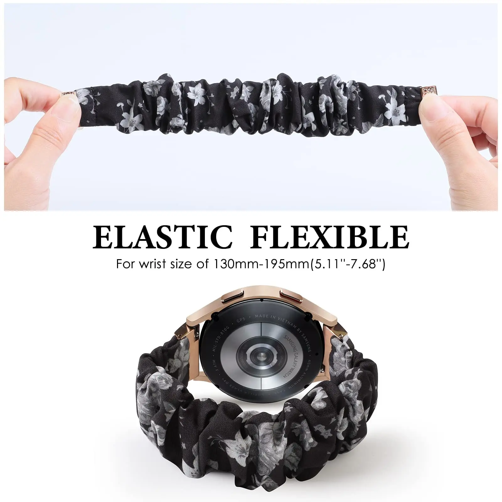 Scrunchie Strap for Samsung Galaxy Watch 5/4 40mm 44mm/Galaxy Watch 5 Pro, 20mm Elastic Cute Fabric Band For Amazfit GTS 4