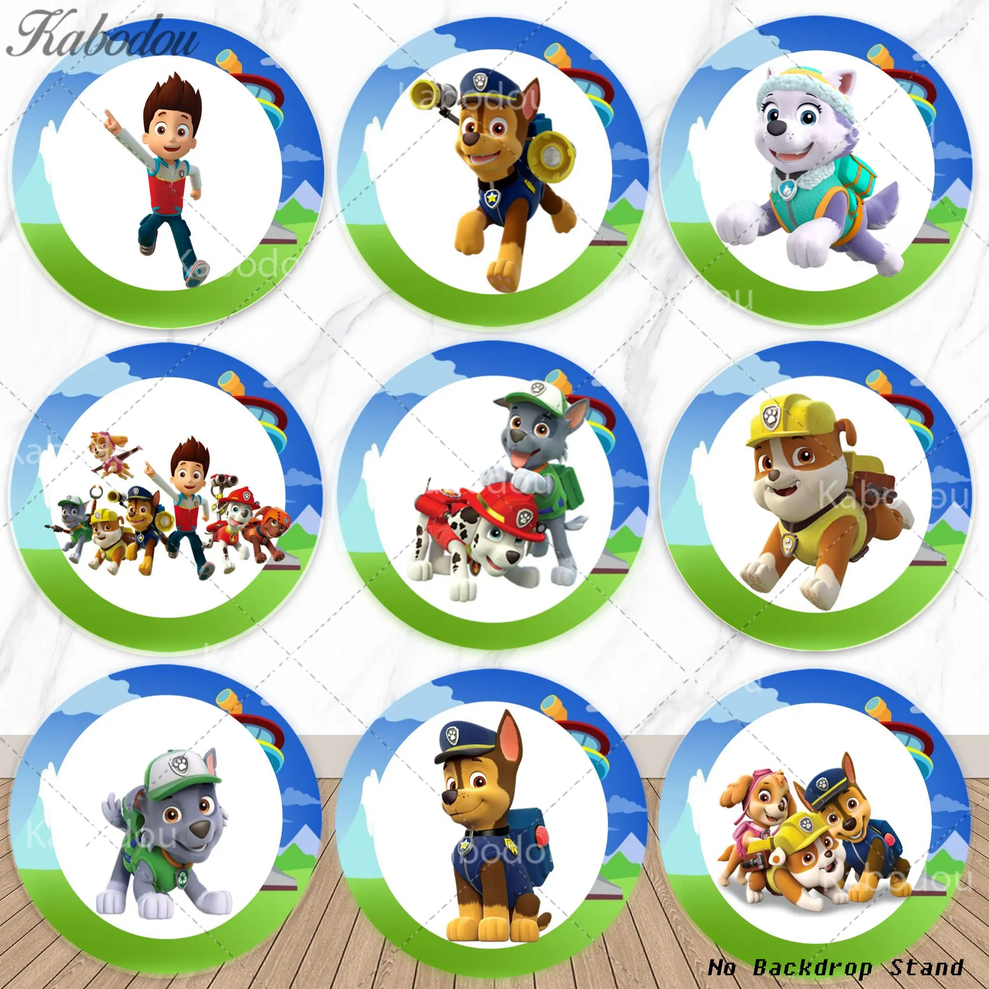 

Paw Patrols Round Backdrop Boys Child Birthday Party Dog Decoration Baby Shower Banner Circle Background Photography Studio Prop