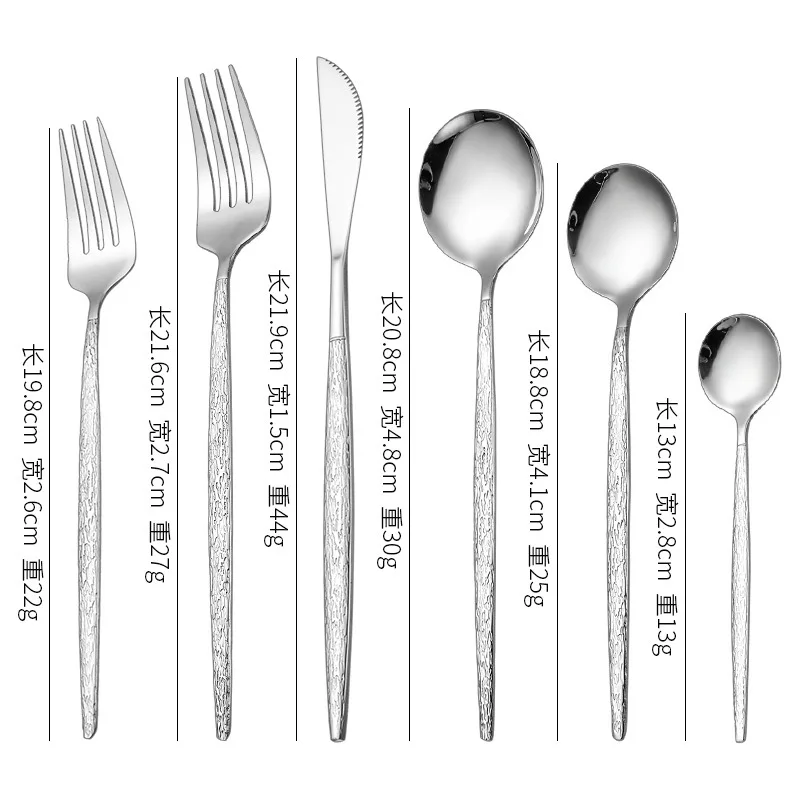 Luxury  Stainless Steel Cutlery Set Sliver Western Dinnerware Hotel Wedding Table Decoration Knife Fork Spoon Dessret Spoo